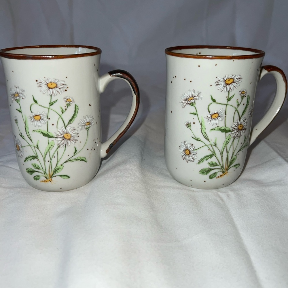 2-Vintage Field Daisy No. 203 8" Stoneware 8 oz. Coffee Tea Mug‎ Cup Japan